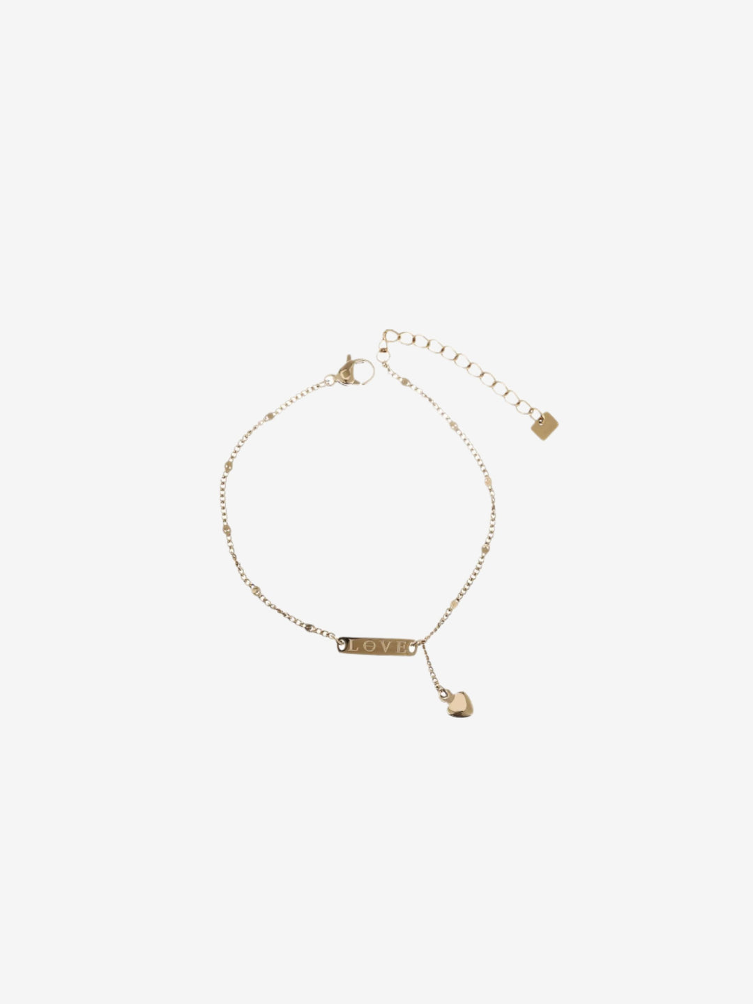 Armband met love bedel en solid hartjes