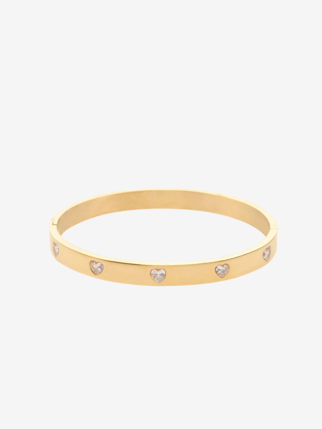 Bangle solid hart met stenen