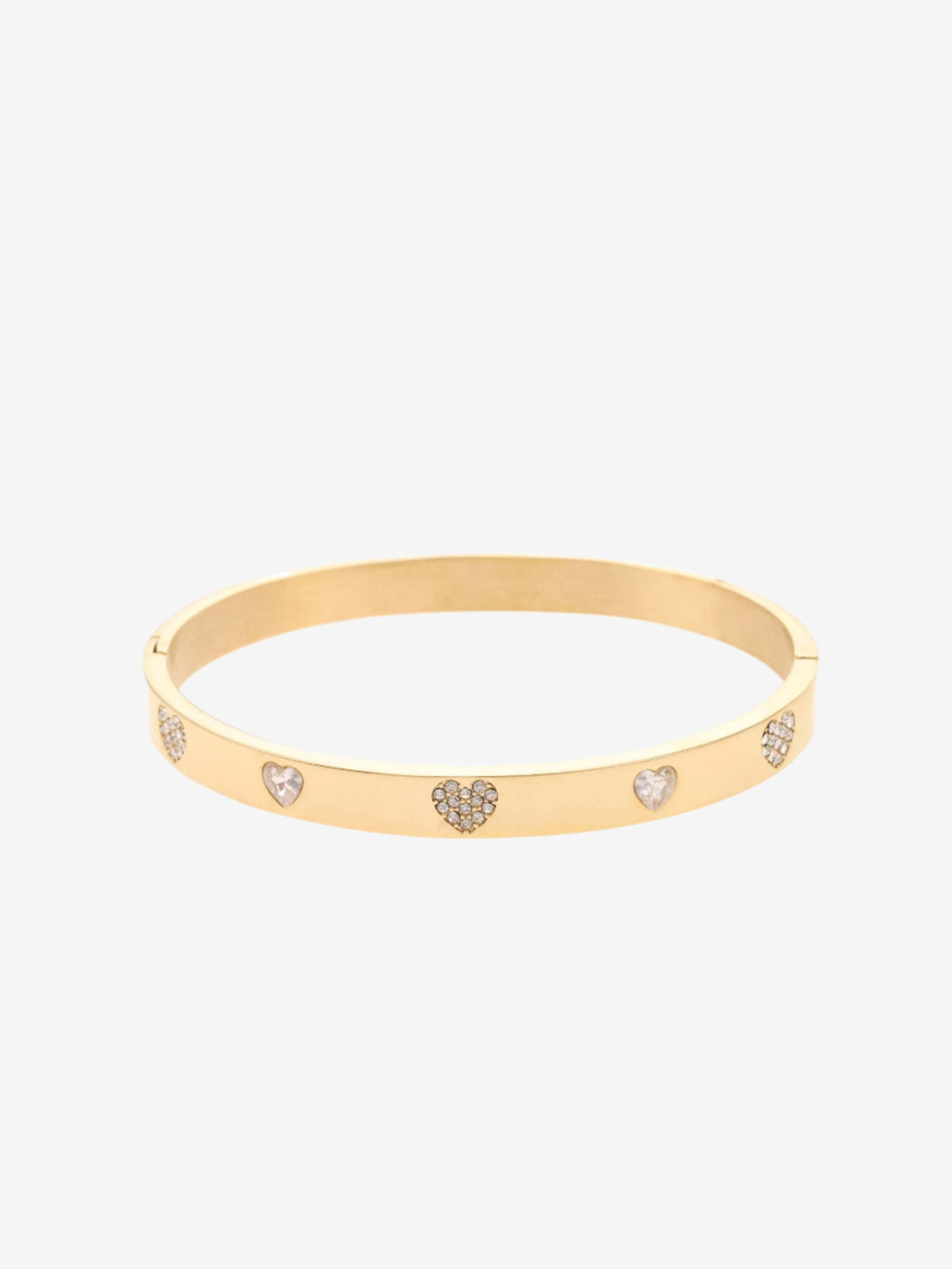Bangle met solid hart en gevuld steentjes