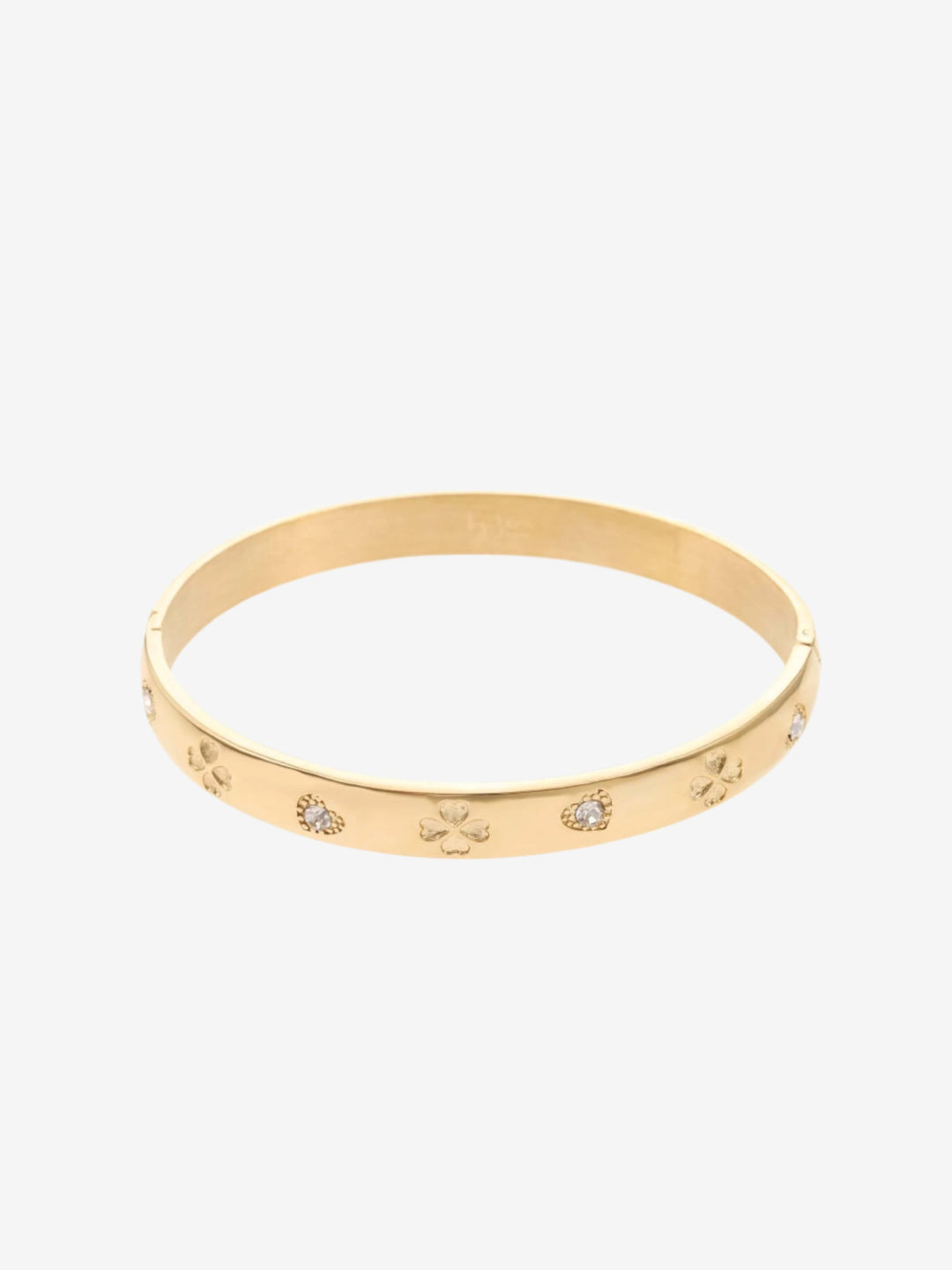 Bangle bloem en hart met steentjes
