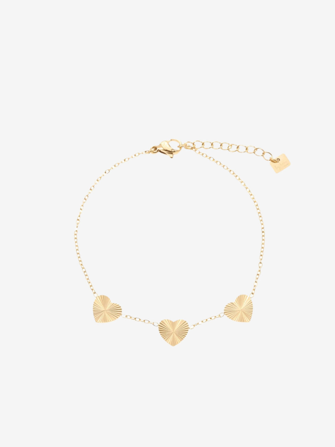 Armband met drie stralend hartjes 0.8cm