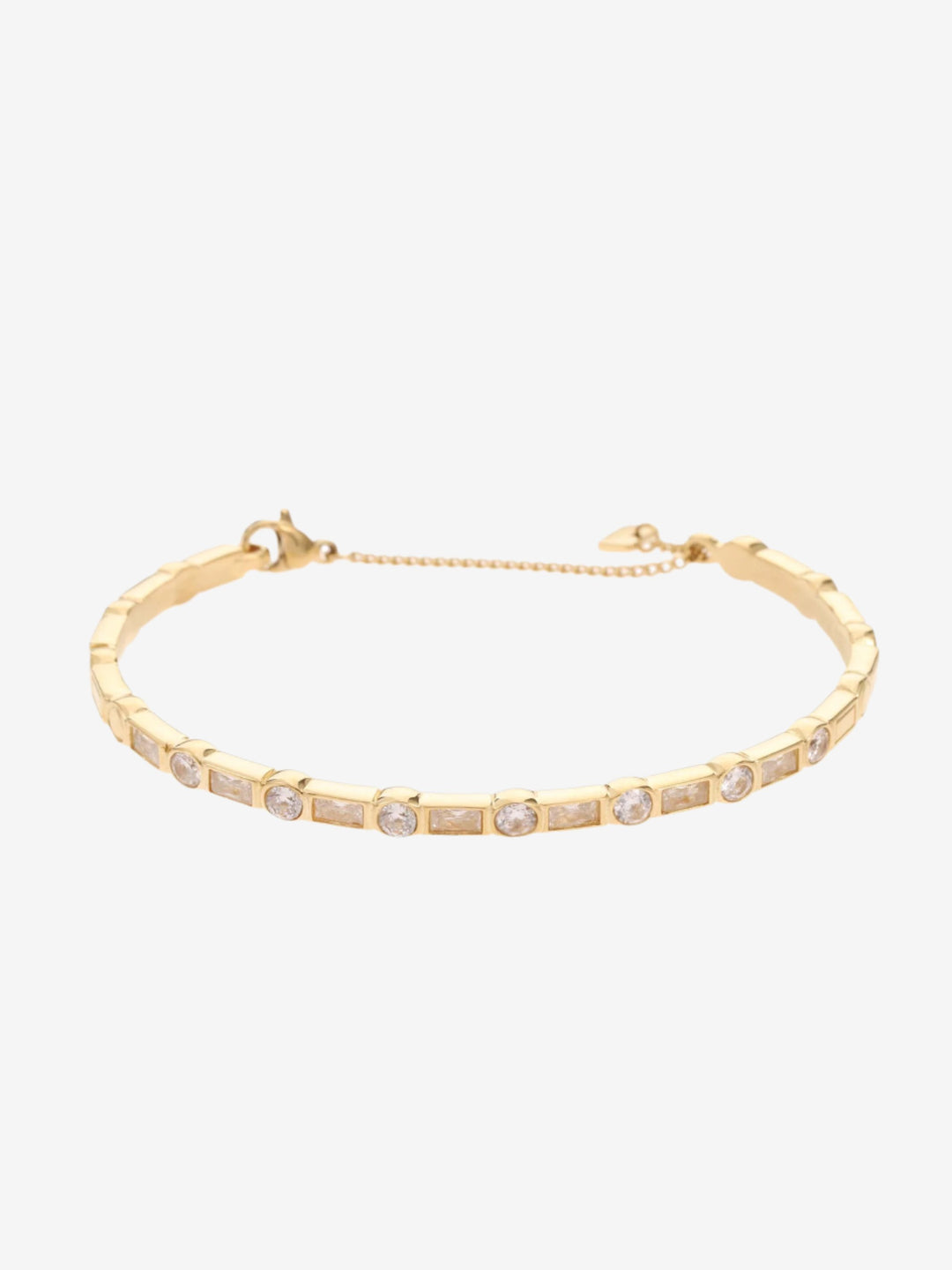 Bangle met kleine rechthoeken en ronde steentjes