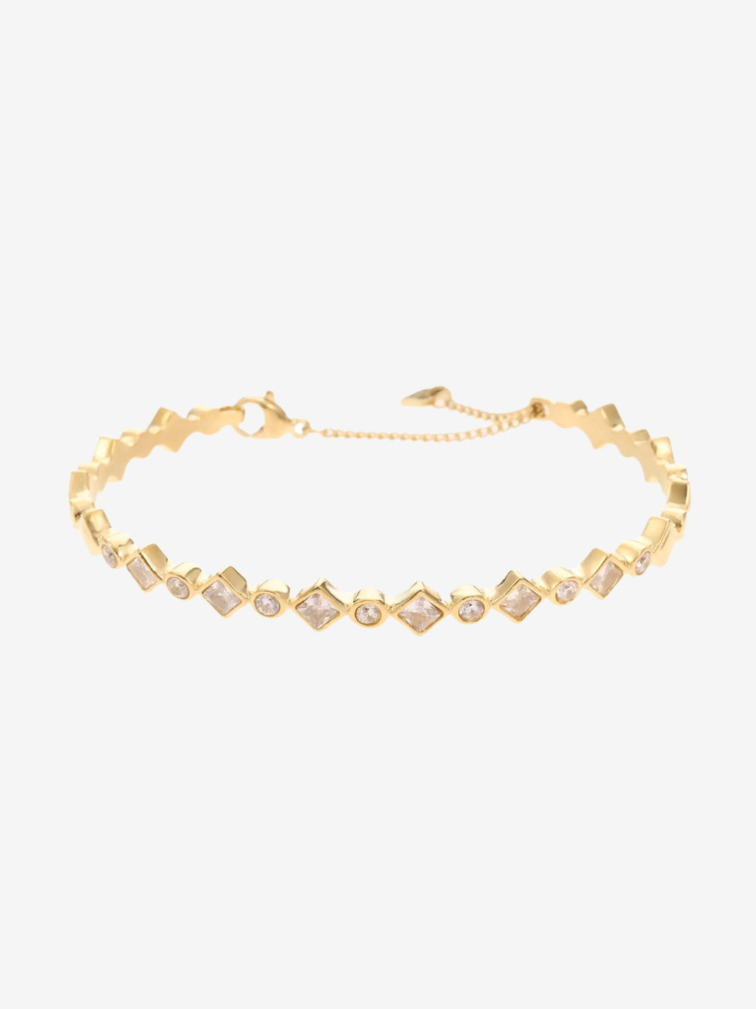 Bangle met vierkante en ronde steentjes