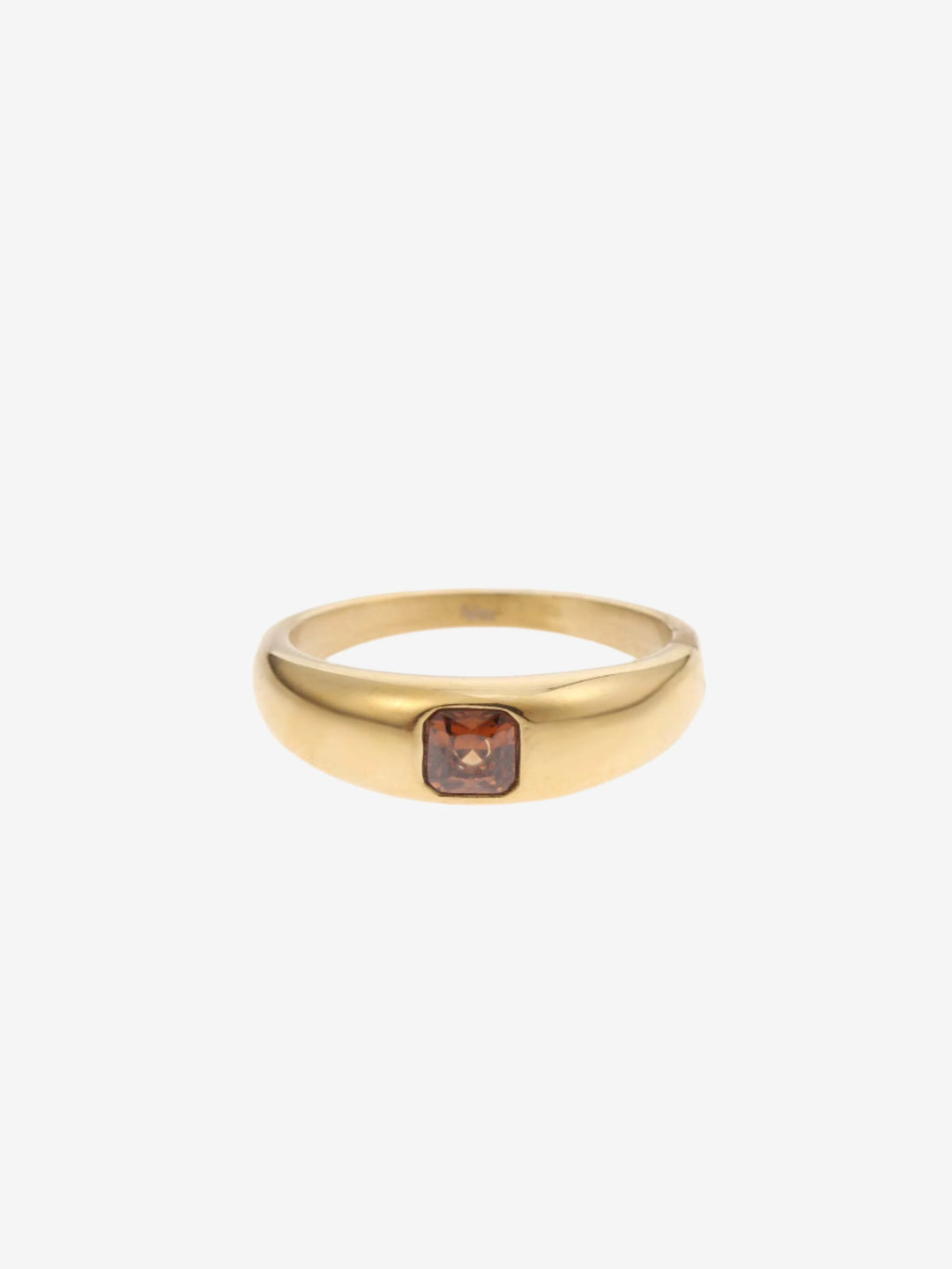 Minimalistische ring met vierkant steen brown