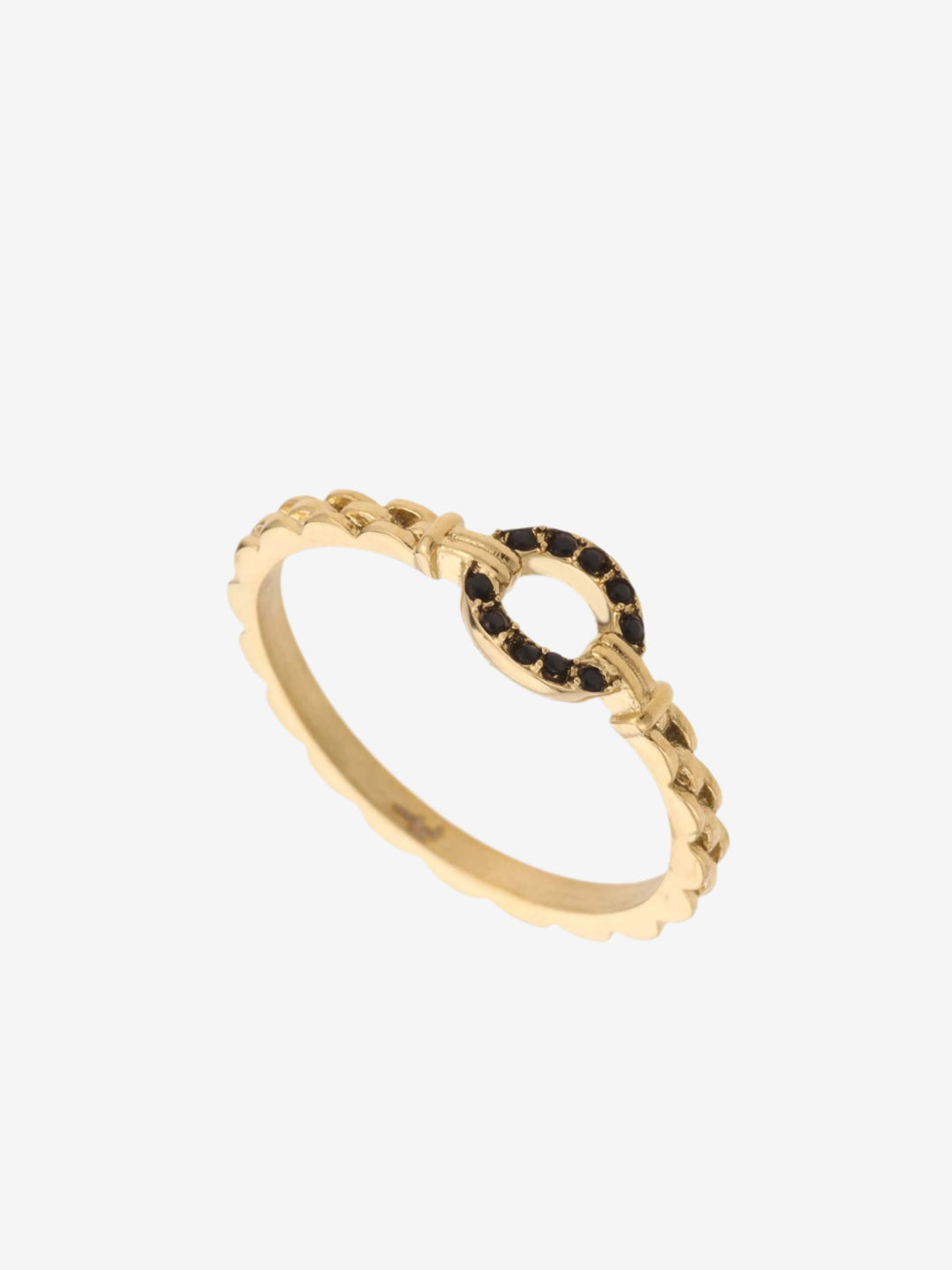 Solidarity ring met cirkel met zwart steentjes