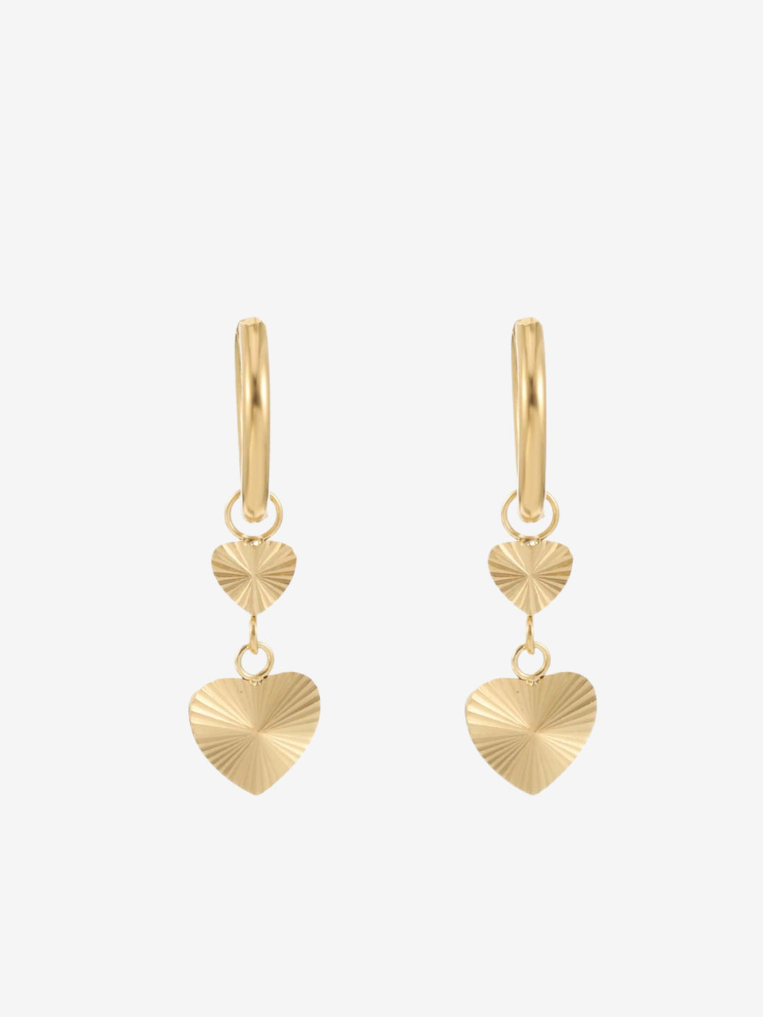 Oorring met twee stralend hartjes bedels