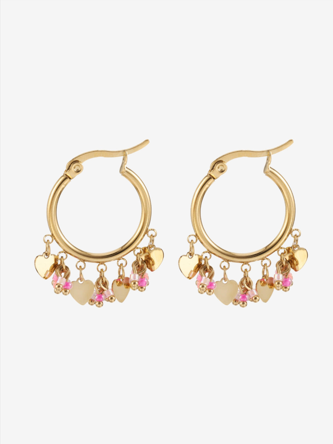 Boucles d'oreilles avec coeurs massifs et perles