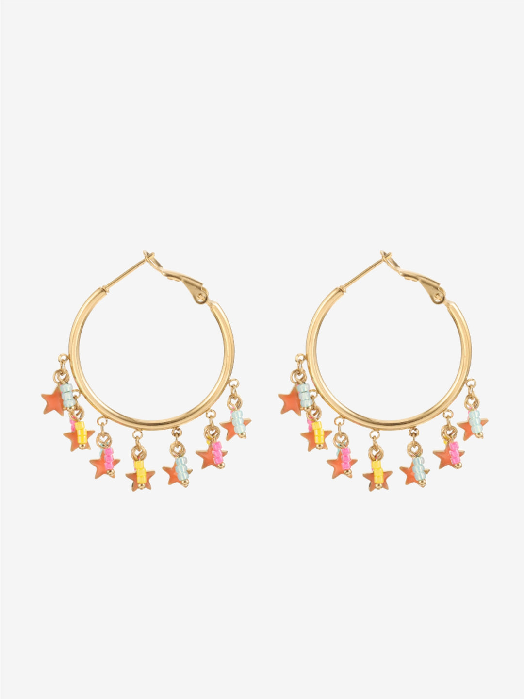 Earrings with stars and beaded pendants