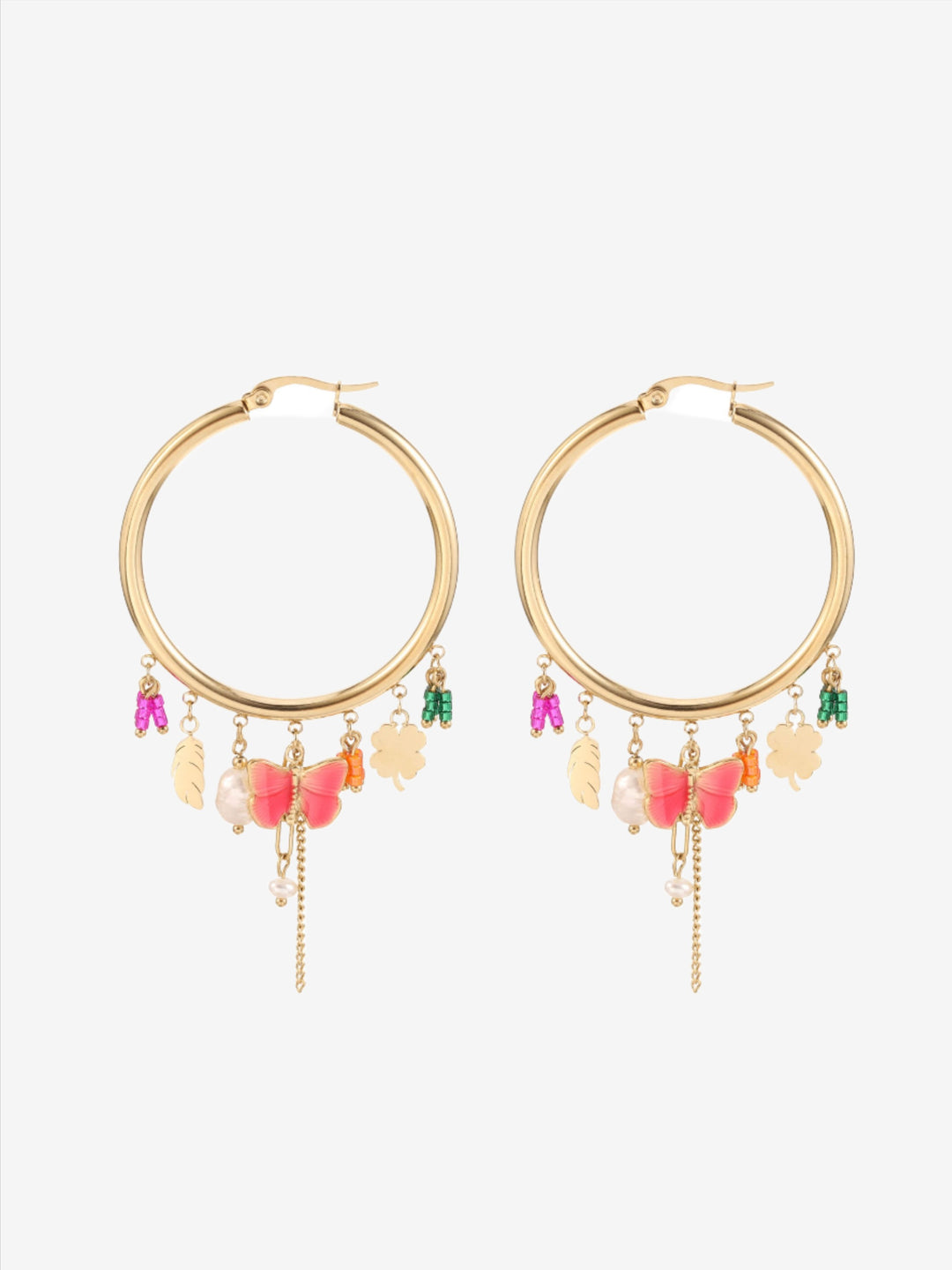 Boucles d'oreilles avec papillon et pendentifs divers