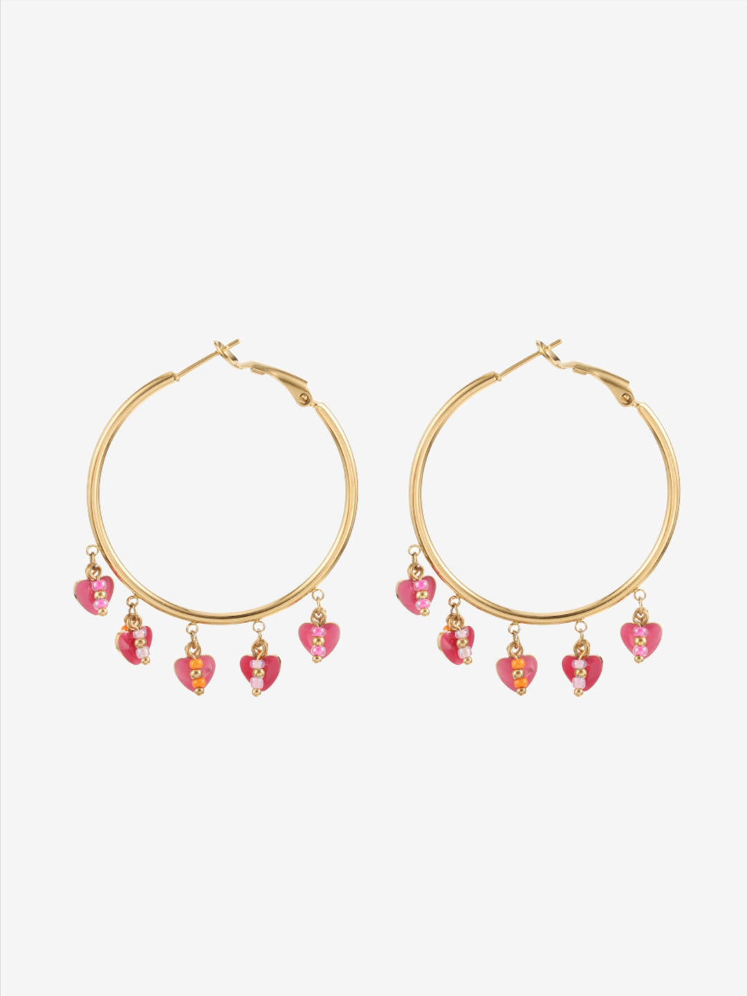 Boucles d'oreilles avec coeurs et pendentifs en perles