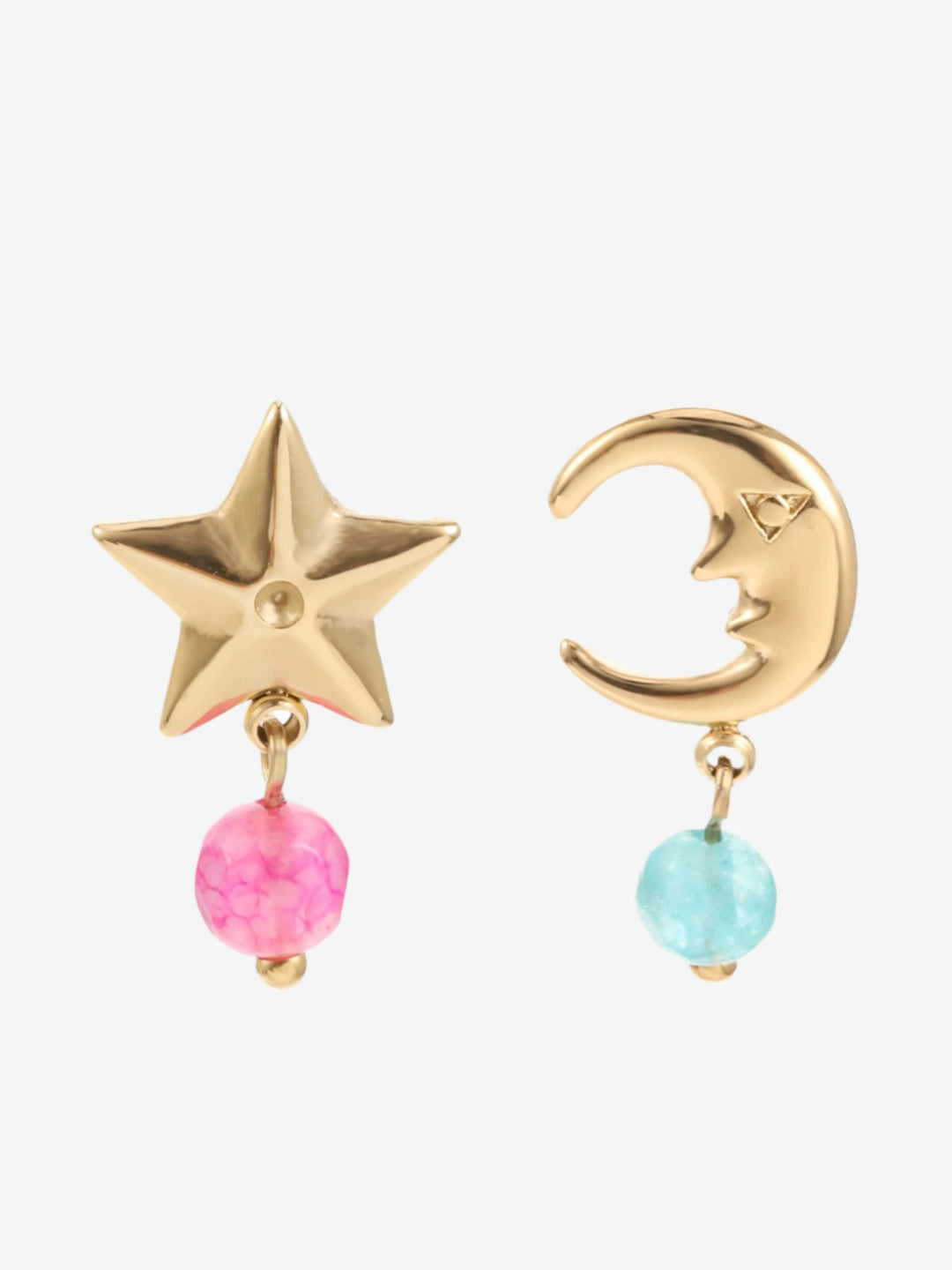 Classic studs maan en ster met kralen