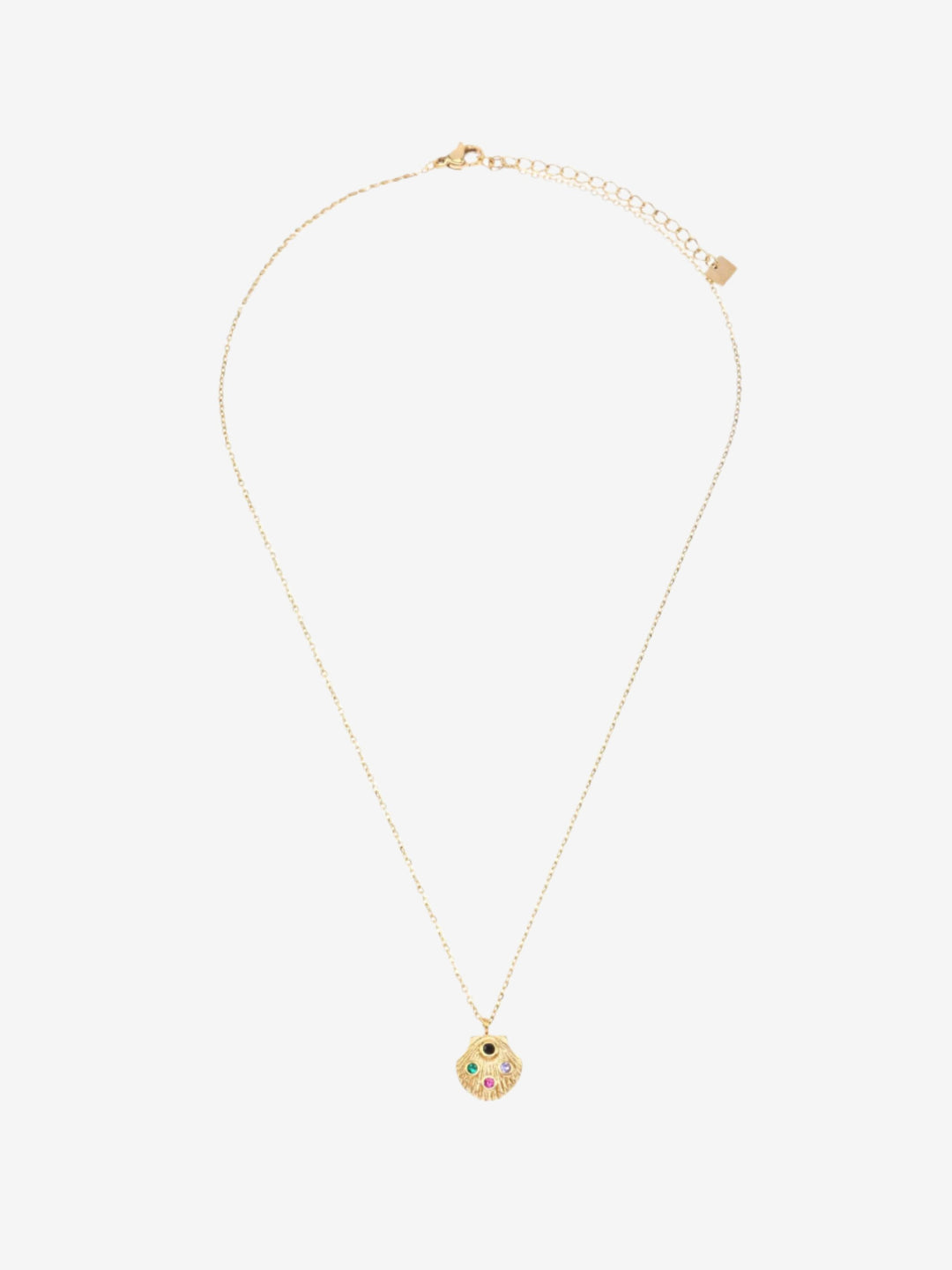 Ketting met schelp met gekleurde steentjes