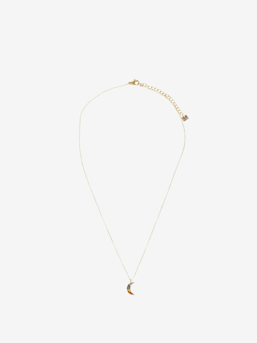 City girl ketting met maan hanger met gekleurde steentjes