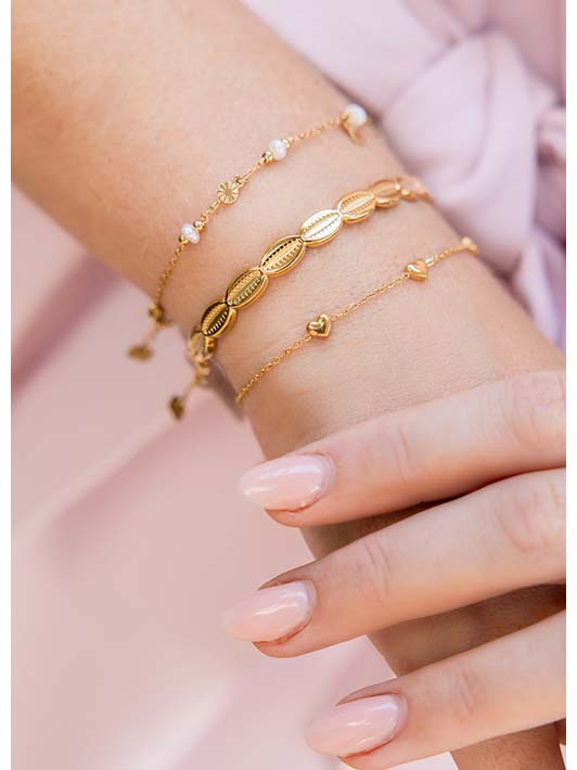 Armband triple solid hartjes