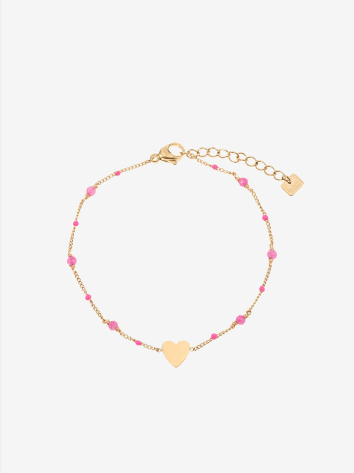 Solid heart bracelet with beads