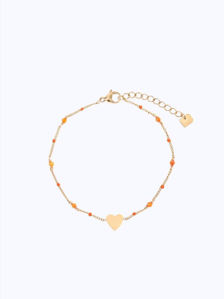 Solid heart bracelet with beads