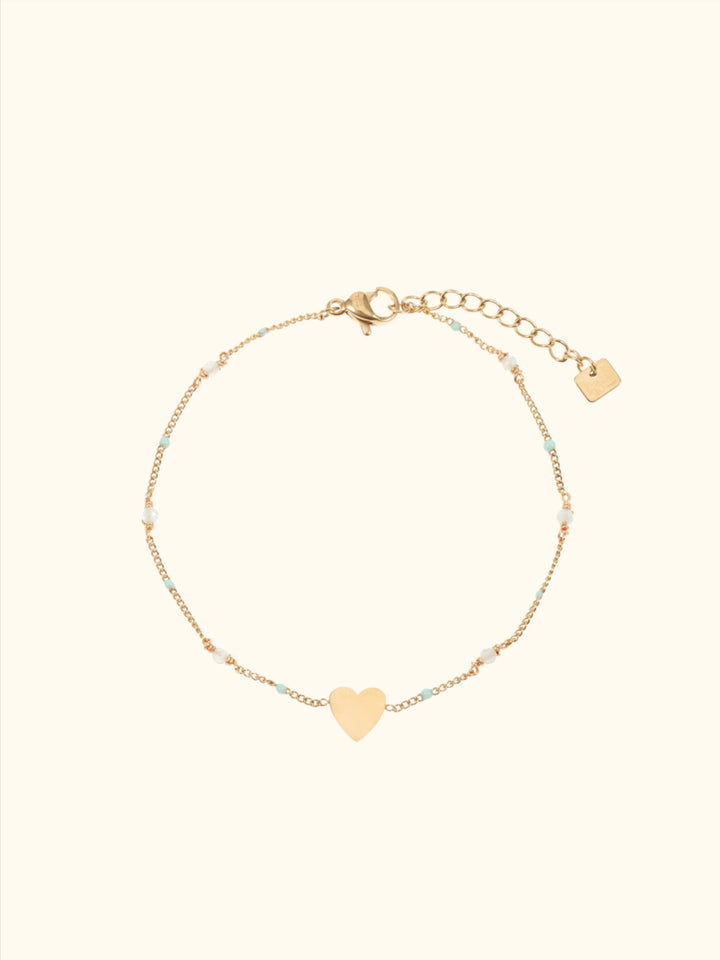 Solid heart bracelet with beads