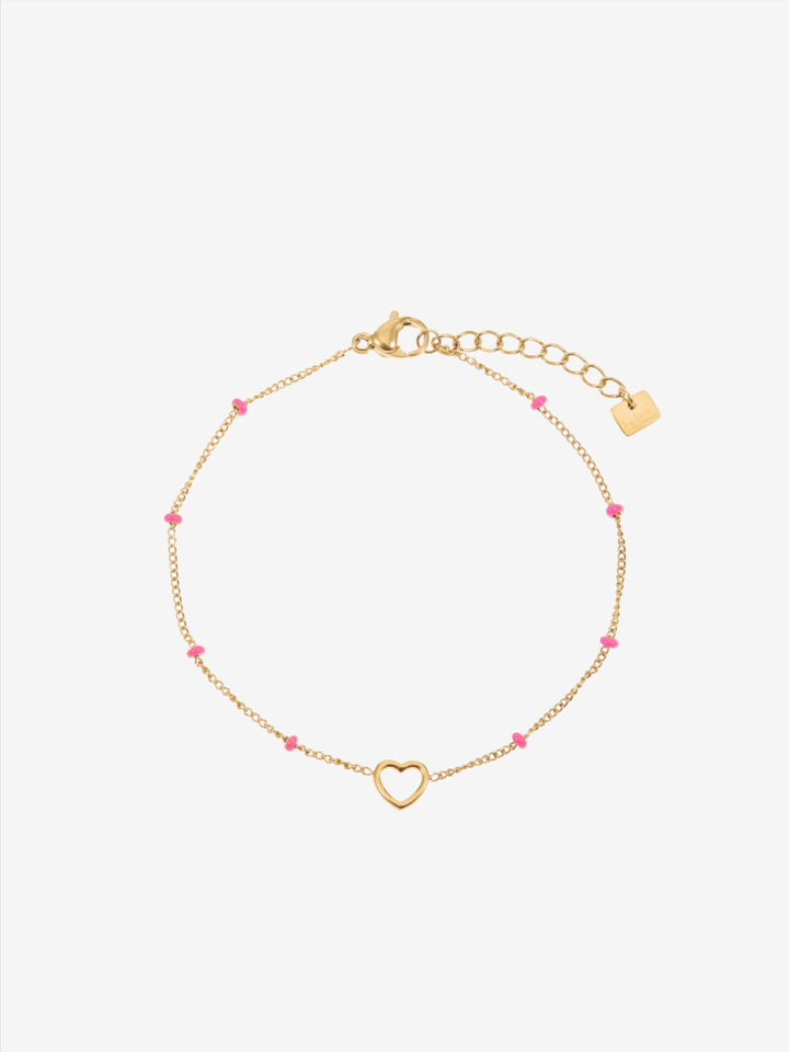 Open heart bracelet with beads