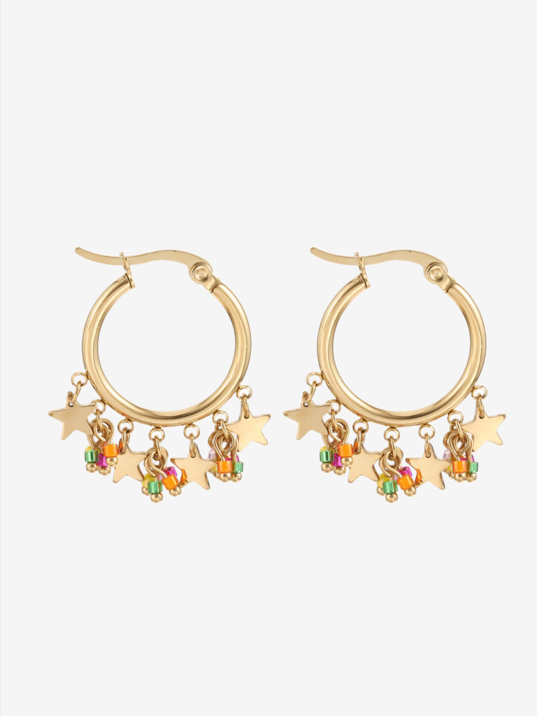 Boucles d'oreilles avec étoiles et pendentifs en perles