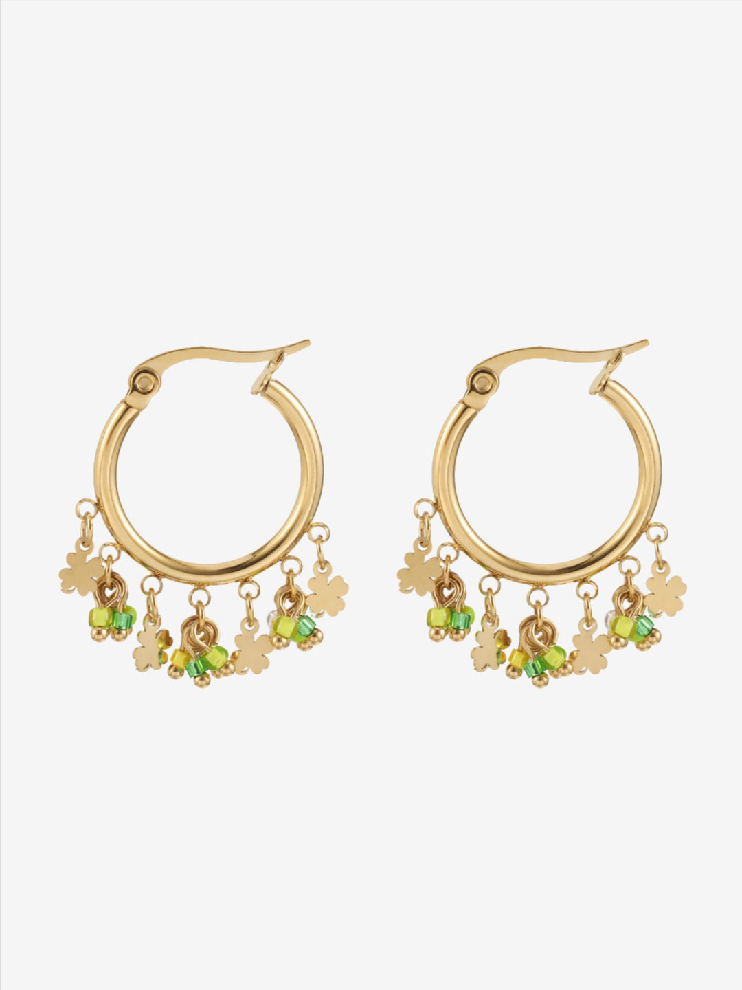 Earrings with clovers and beads