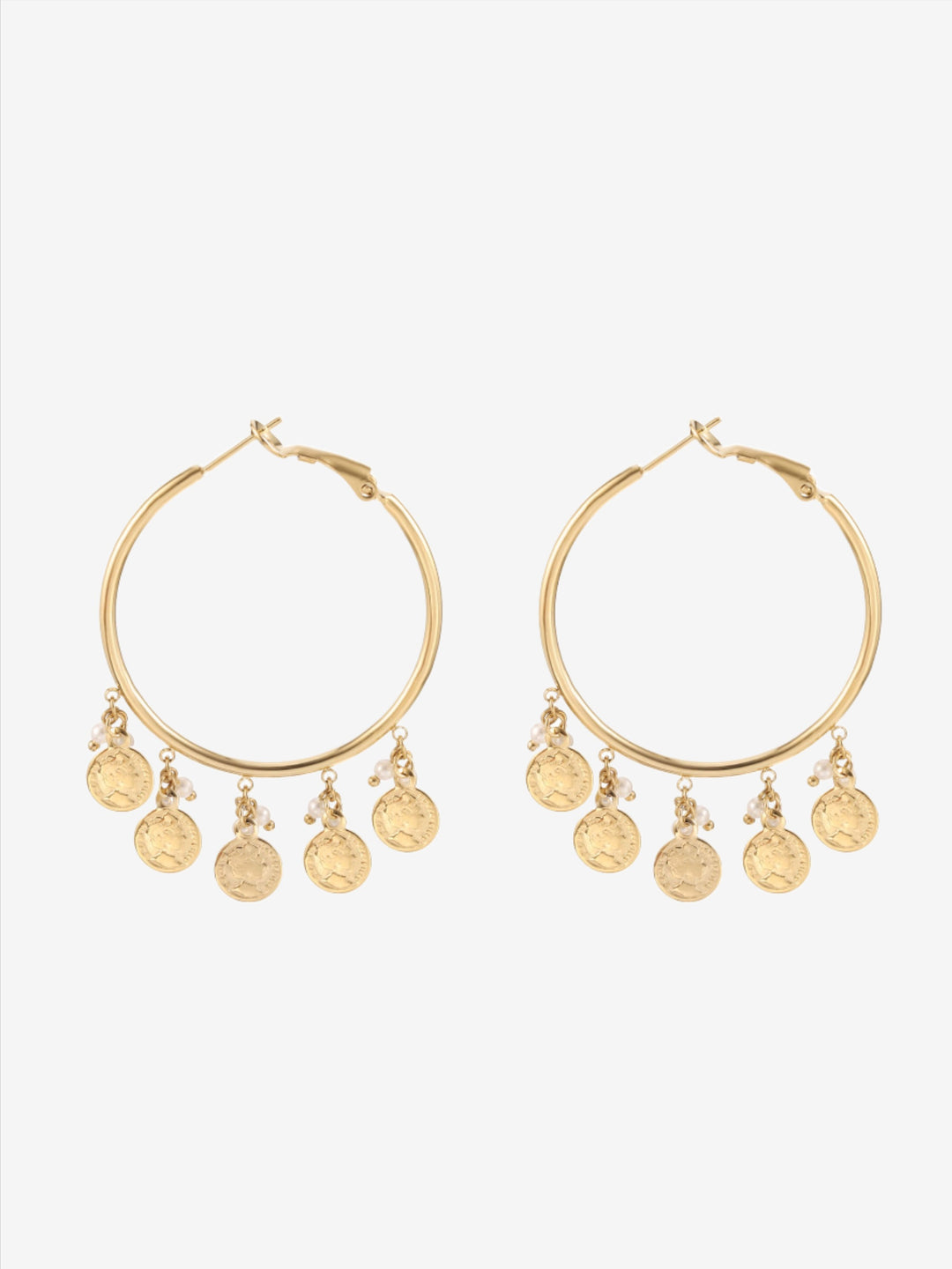 Boucles d'oreilles avec pendentifs pièces de monnaie