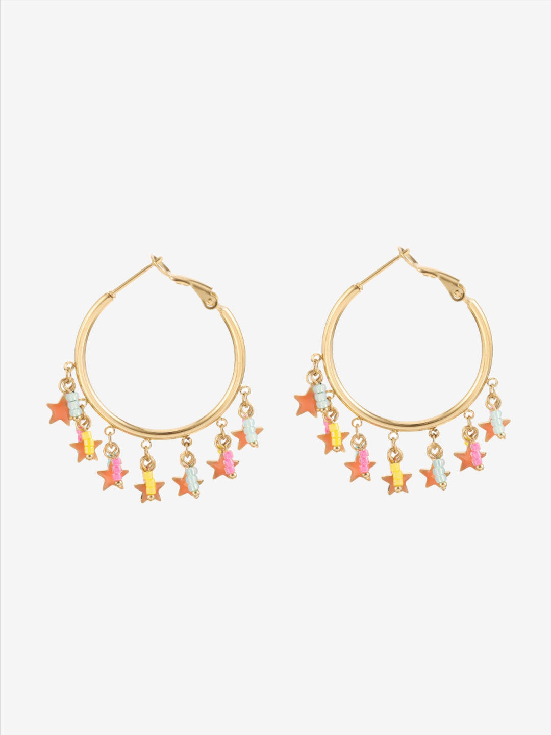 Boucles d'oreilles avec étoiles et pendentifs en perles