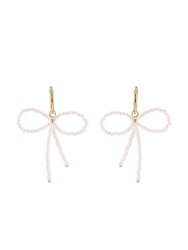 Earrings with beaded bow