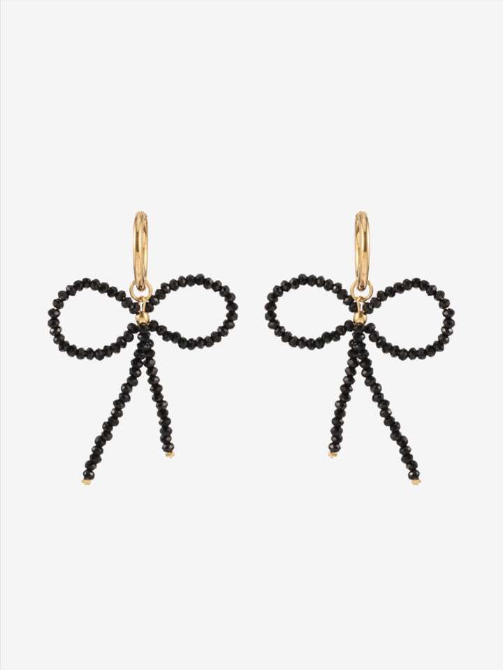 Earrings with beaded bow