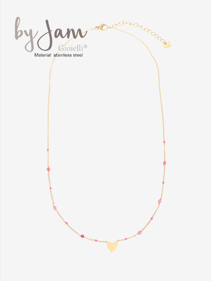 Collier avec pendentif coeur et perles