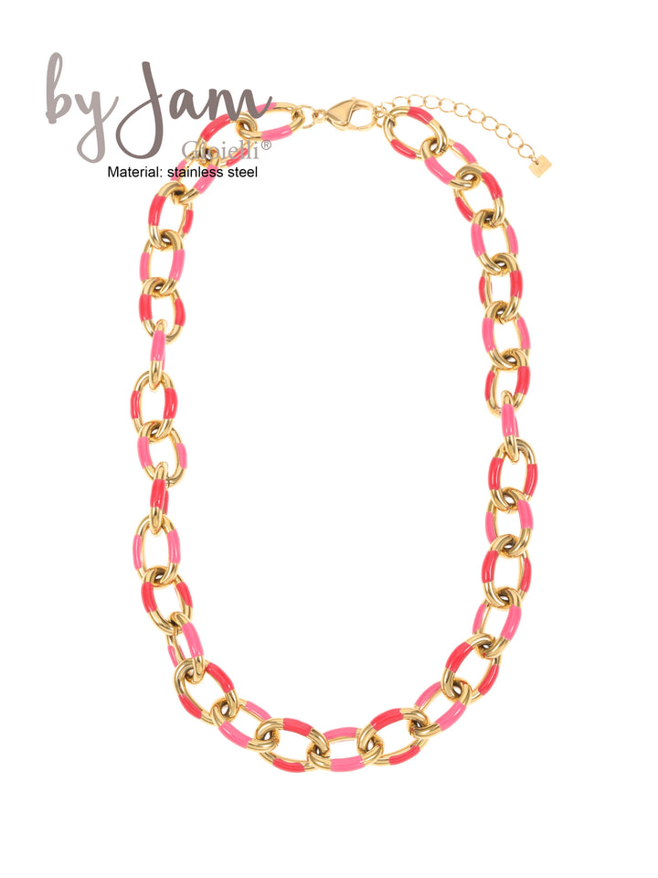 Multicolor link necklace