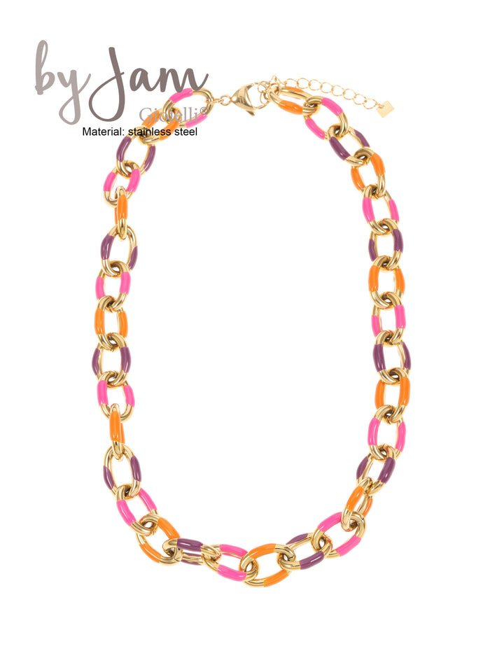 Multicolor link necklace