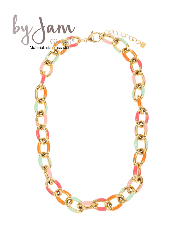 Multicolor link necklace