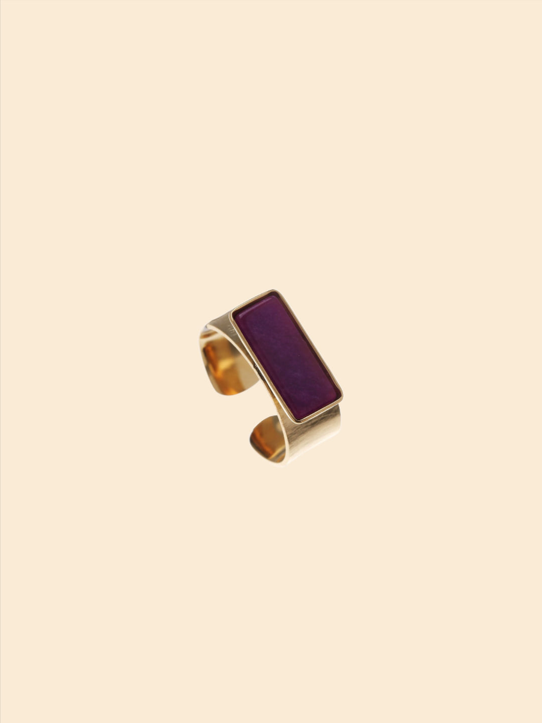 Bague ouverte avec pierre rectangle