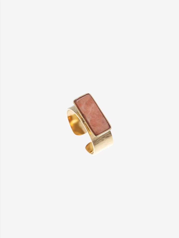 Bague ouverte avec pierre rectangle