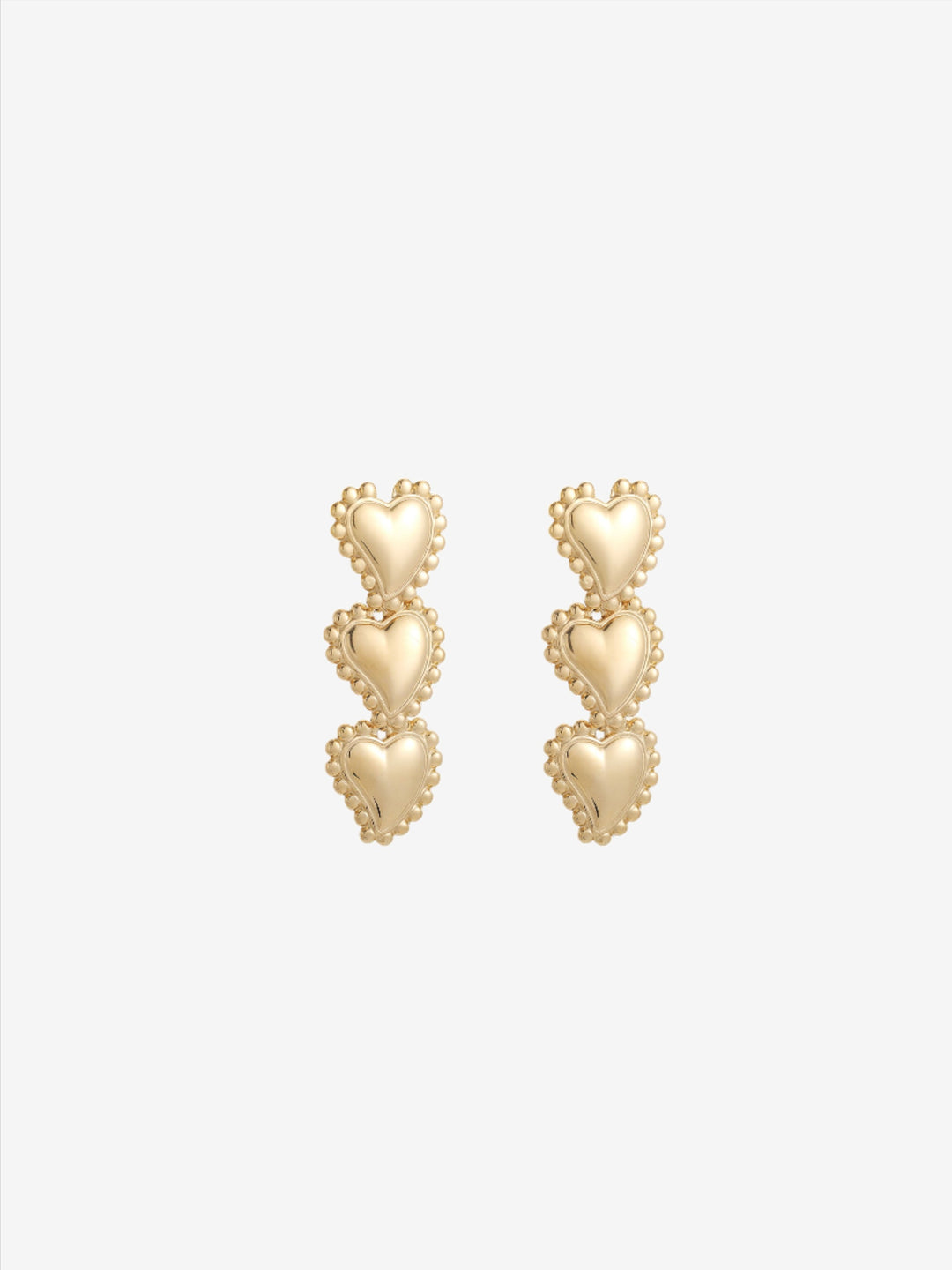 Boucles d'oreilles triple coeur avec boules