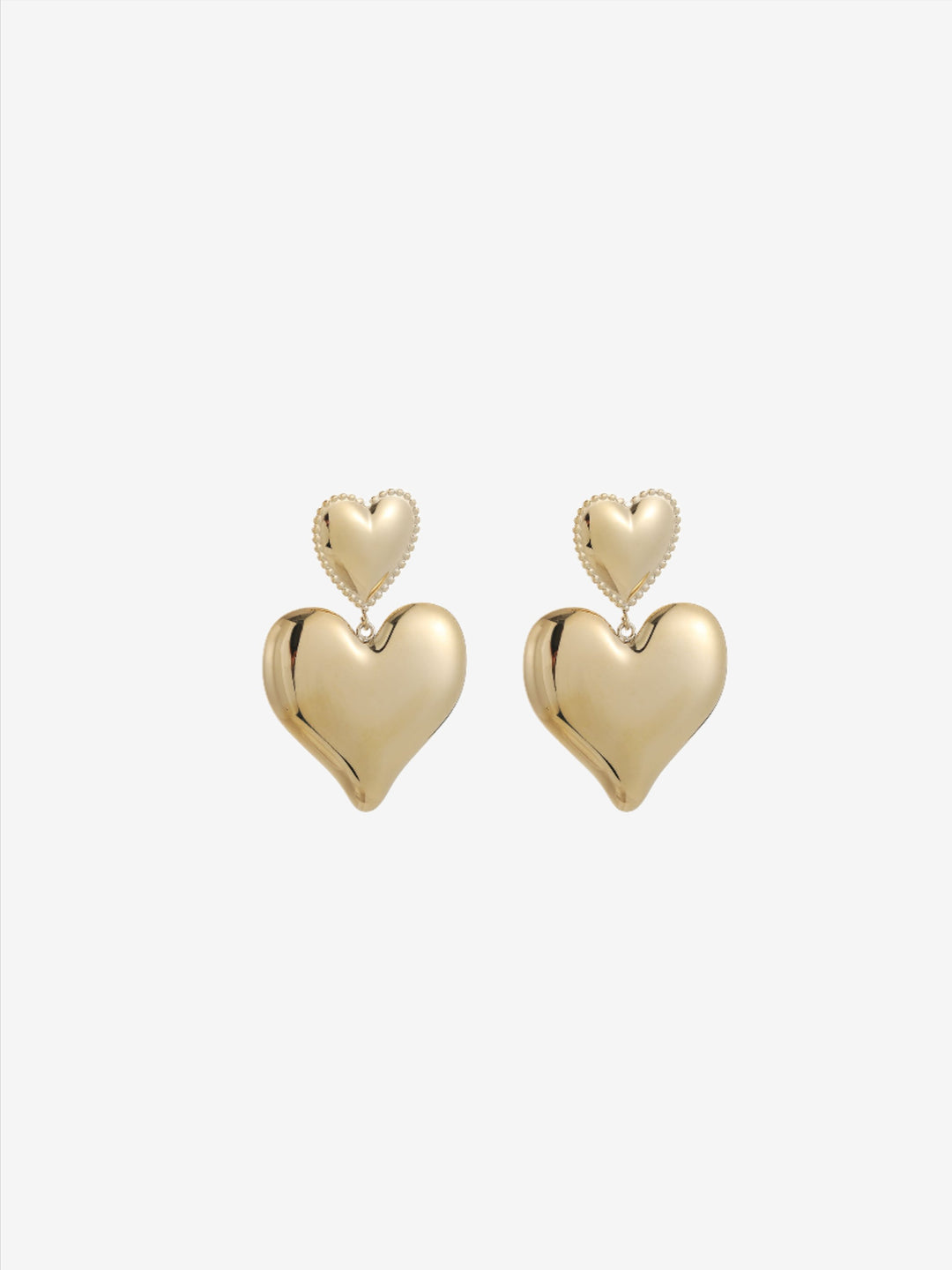 Boucles d'oreilles double coeur massif