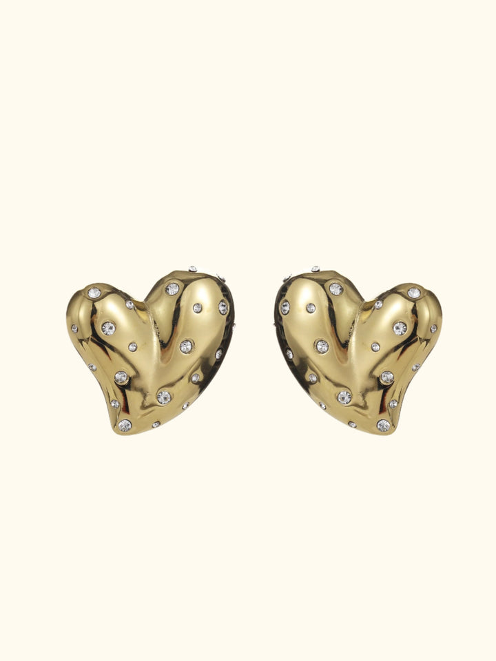 Statement hart studs met steentjes