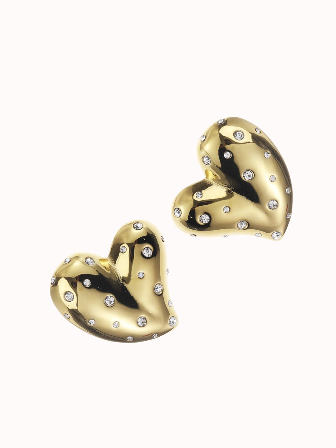 Statement hart studs met steentjes