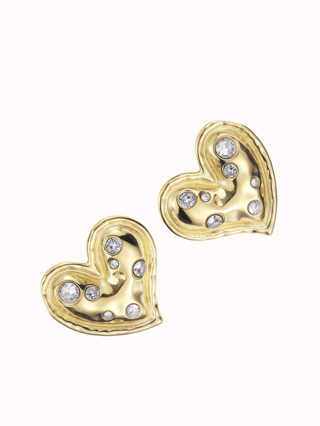 Bold hart studs met steentjes