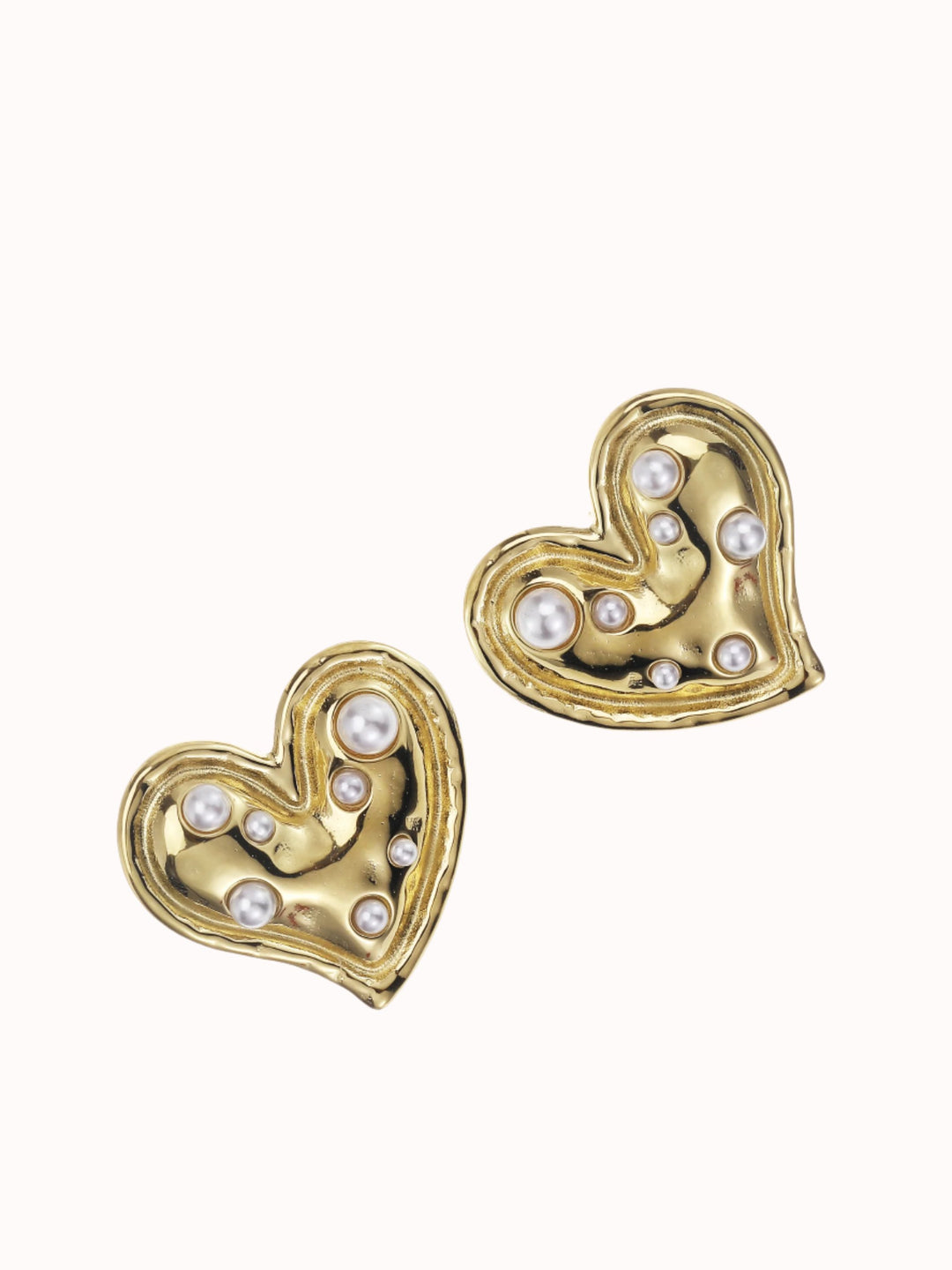 Bold hart studs met parels