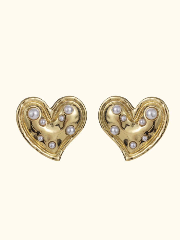 Bold hart studs met parels