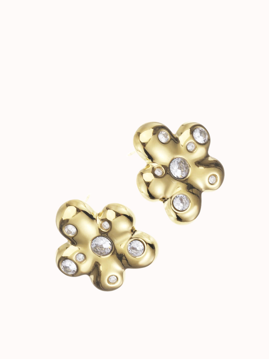 Bold bloem studs met steentjes