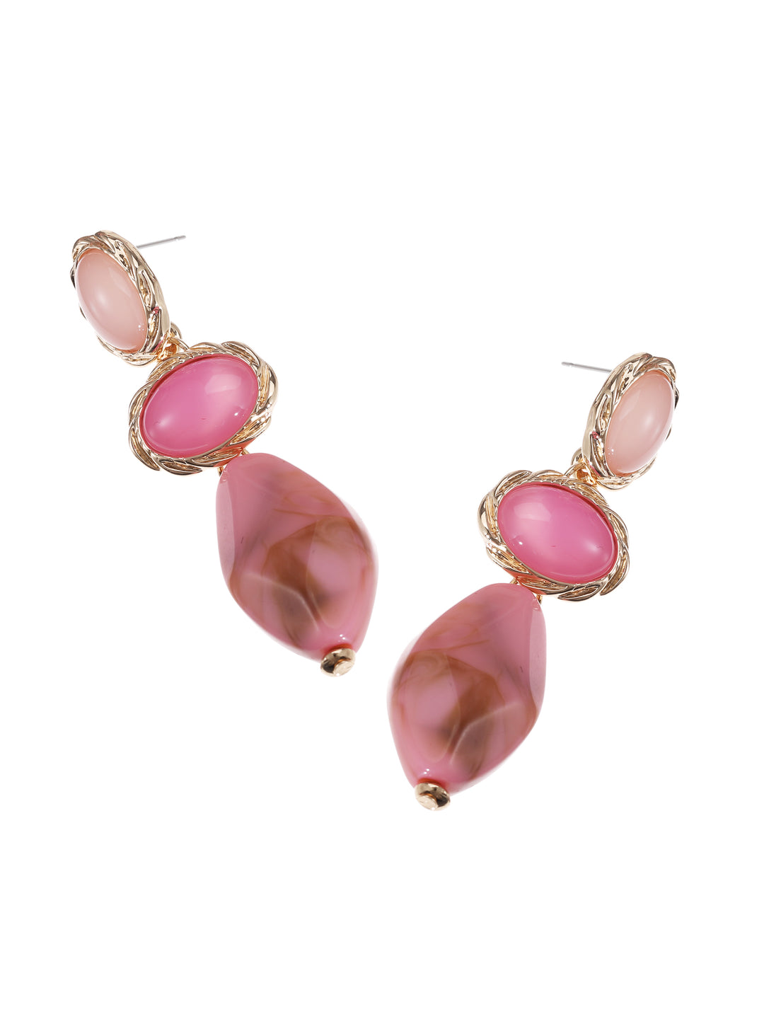 CandySweet Oorbellen - Set van 2 - Messing - Hypoallergeen en Metaal - Roze, Goud - 0x1.5x6.5 cm