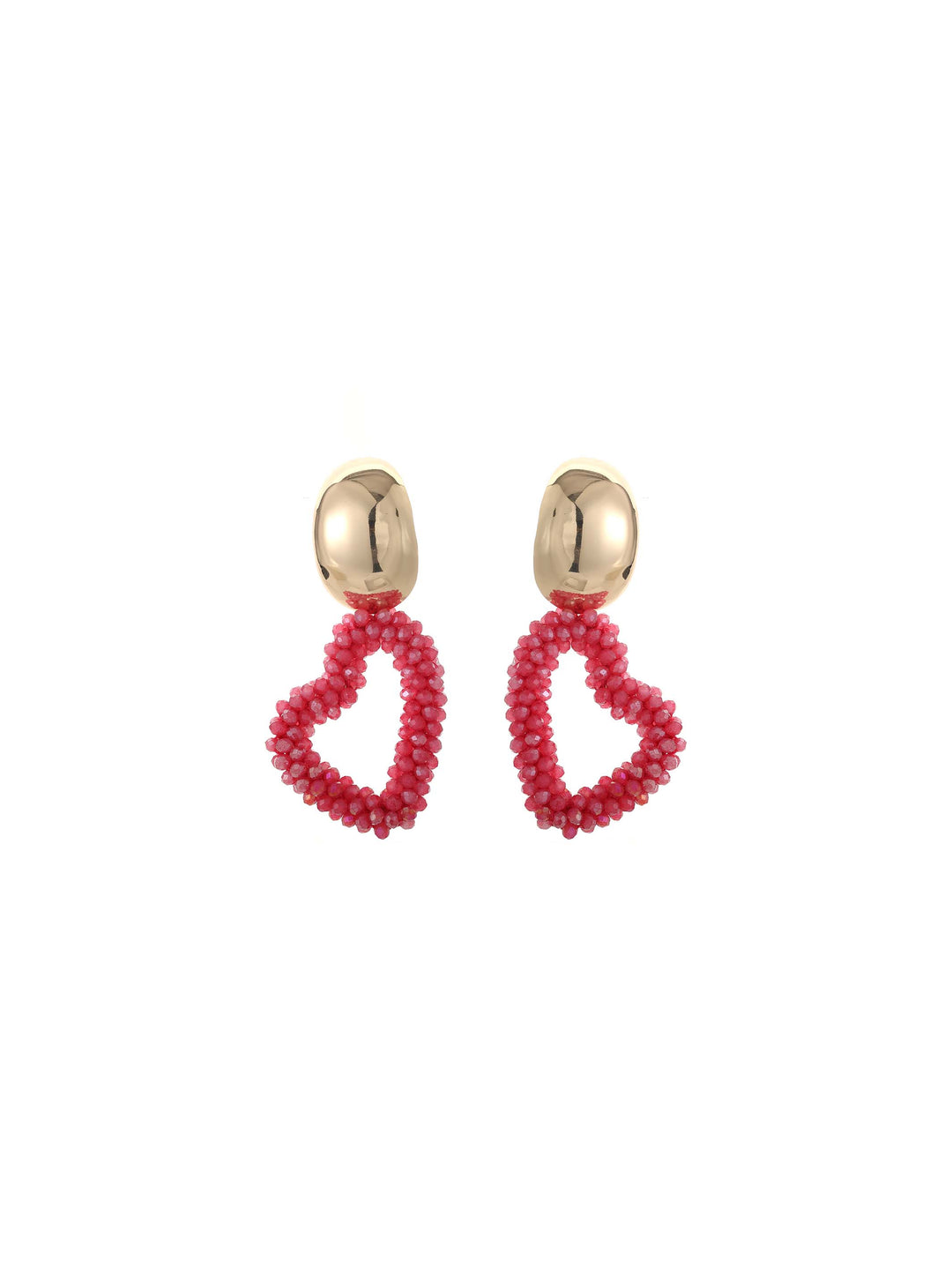 Boucles d'oreilles coeur avec bouton doré