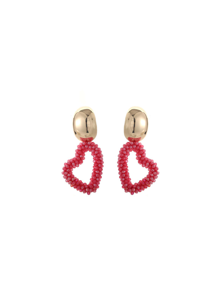 Boucles d'oreilles coeur avec bouton doré