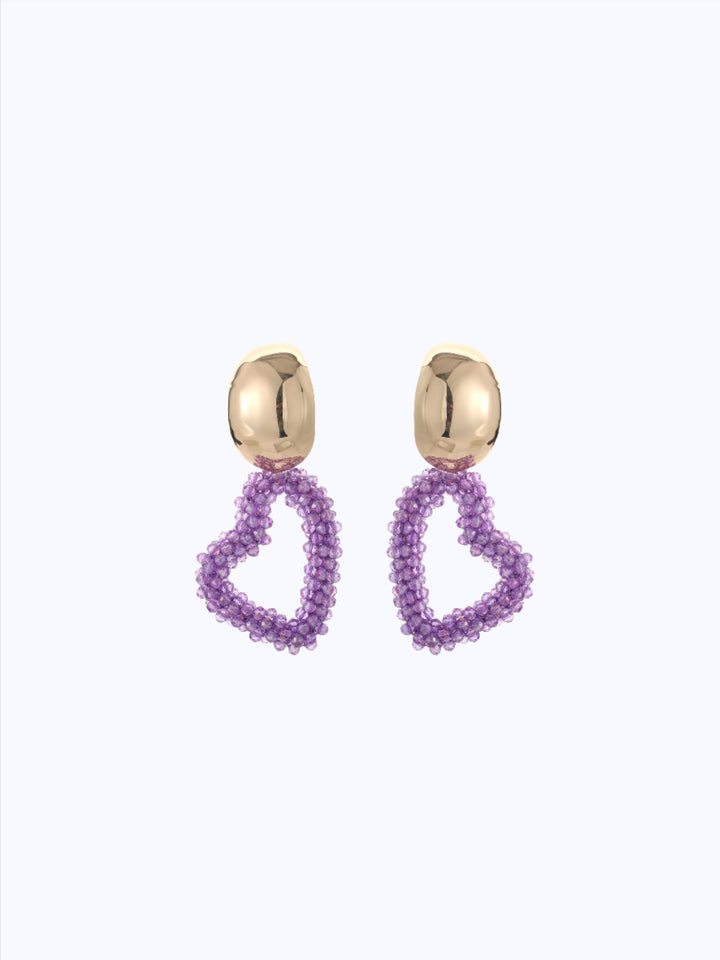 Boucles d'oreilles coeur avec bouton doré