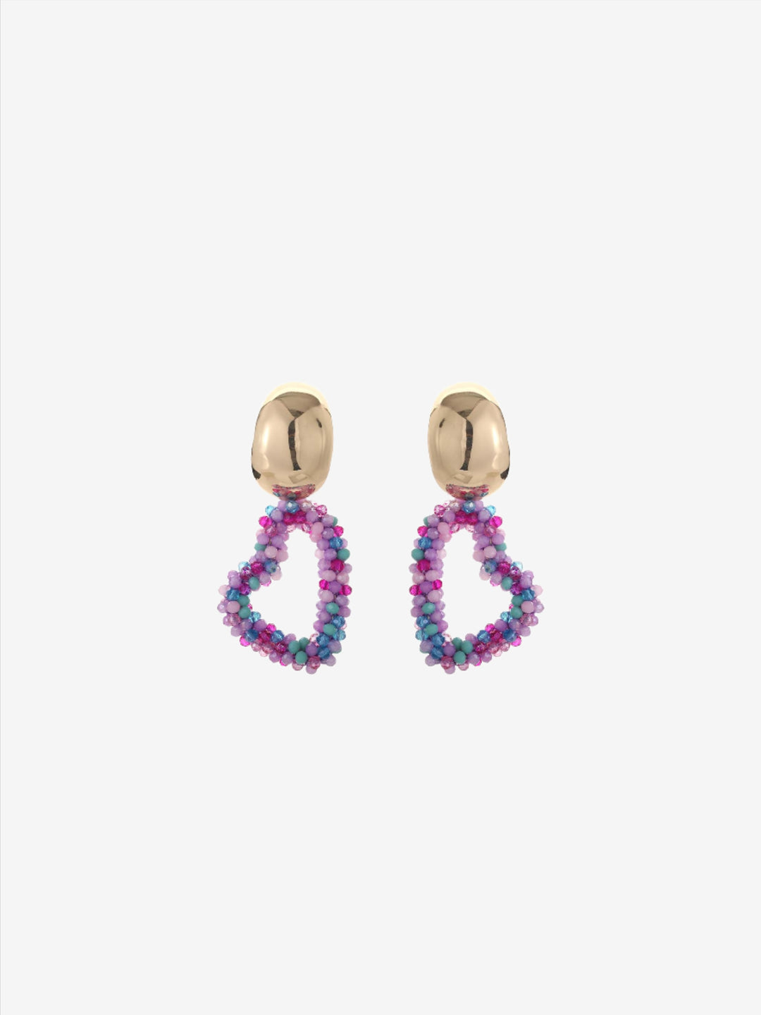 Boucles d'oreilles coeur avec bouton doré