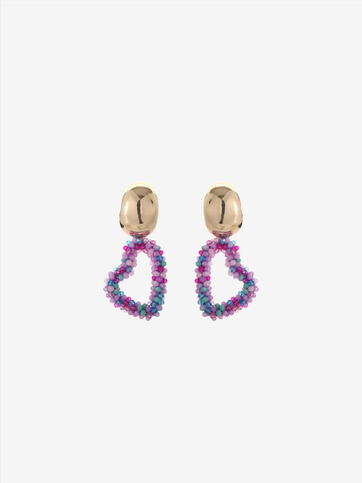 Boucles d'oreilles coeur avec bouton doré