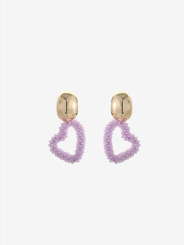 Heart earrings with gold button