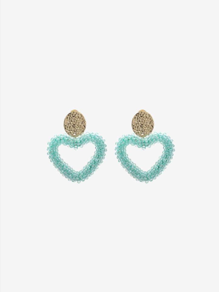 Earrings with beaded heart